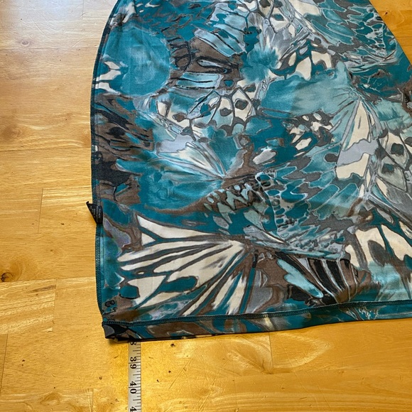 Connected Apparel Cap Sleeve Mock Wrap Dress Teal - Picture 4 of 15